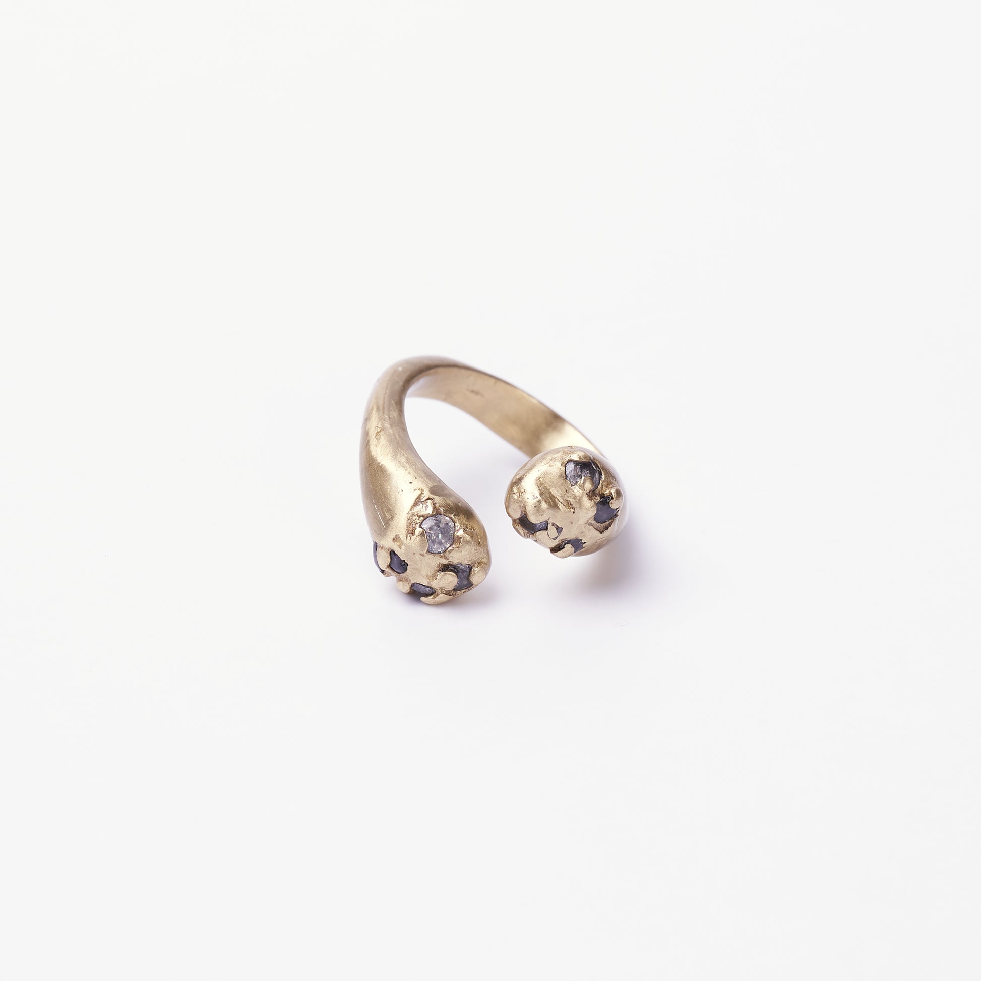 BRASS OPEN RING WITH GEMSTONES