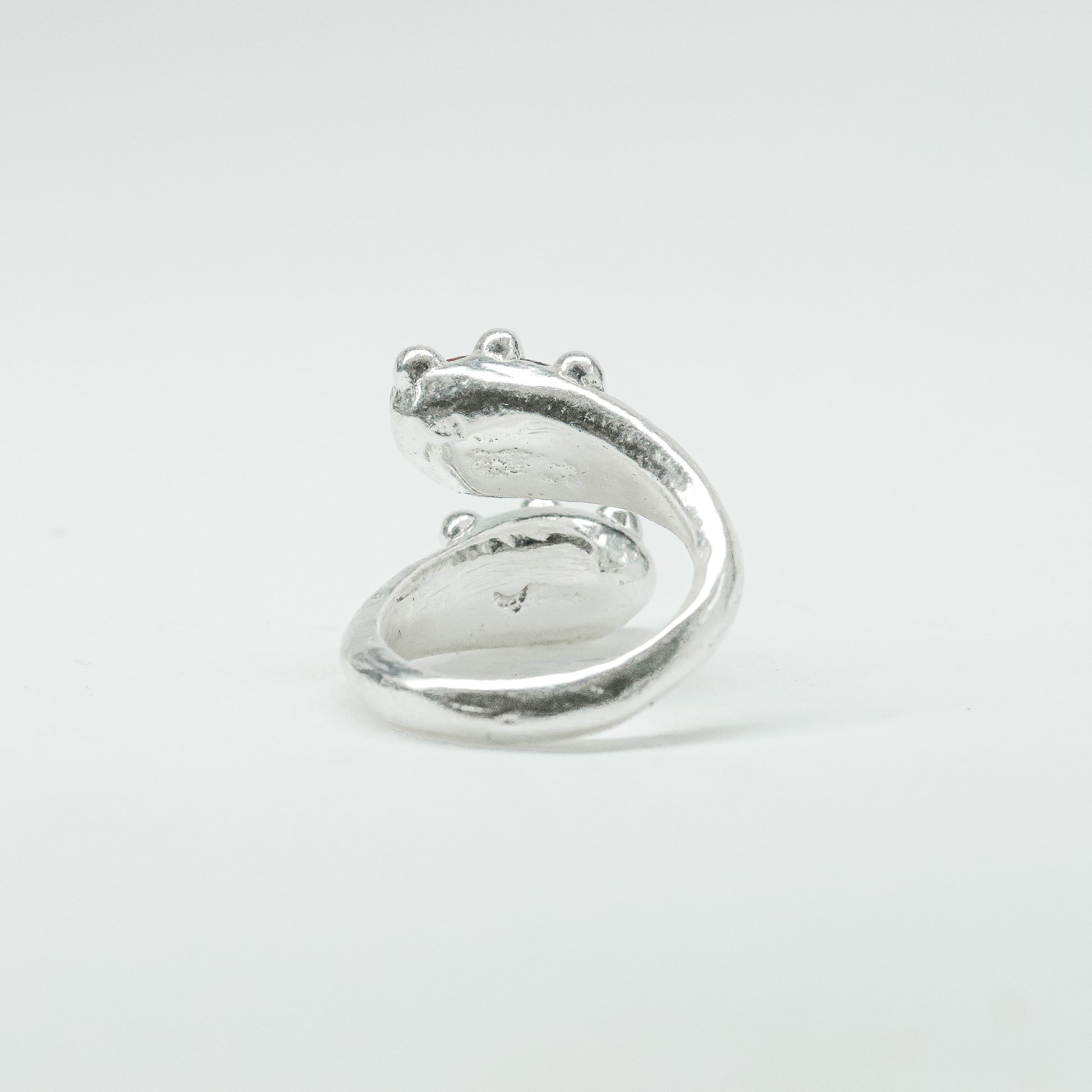 CATERPILLAR OPEN RING - RED GEMS