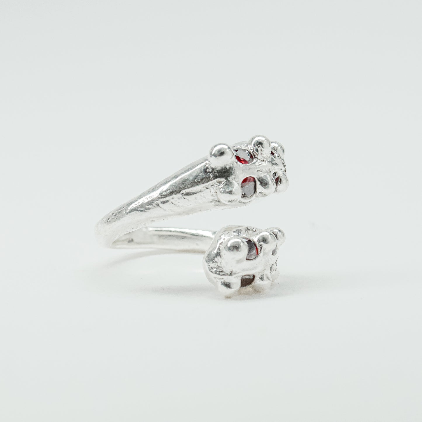 CATERPILLAR OPEN RING - RED GEMS