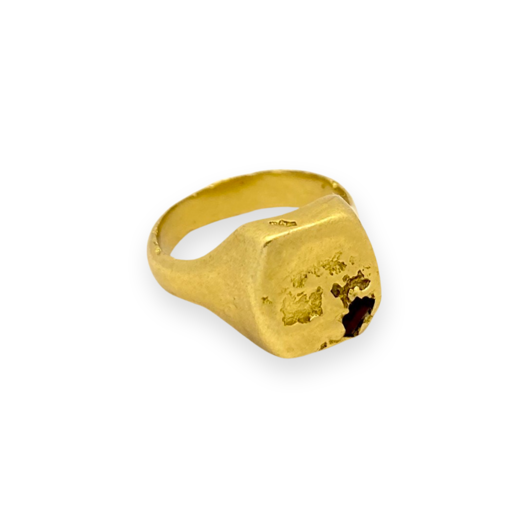 Tapered Square Signet - Baguette Lab Ruby