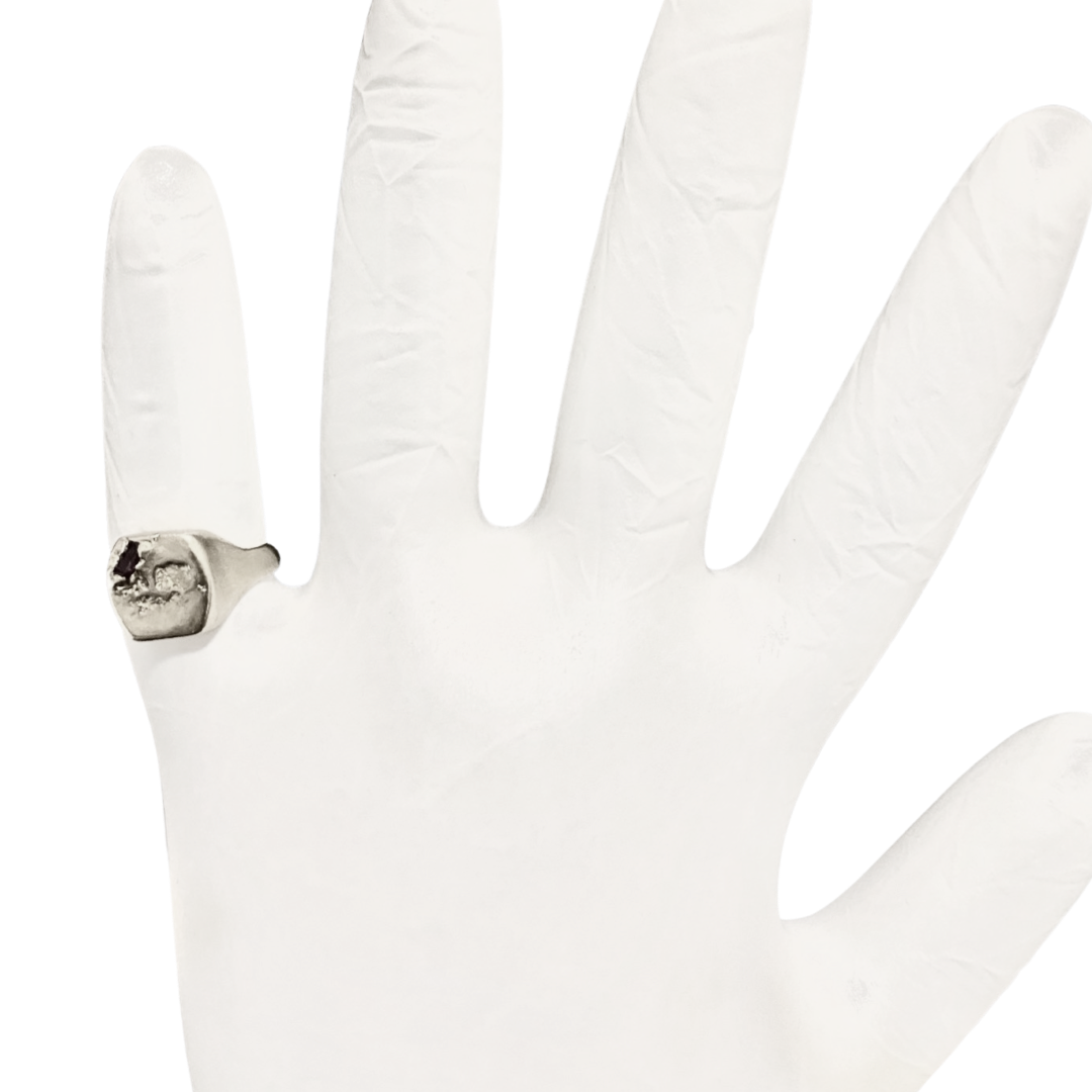 Tapered Square Signet - Baguette Lab Ruby