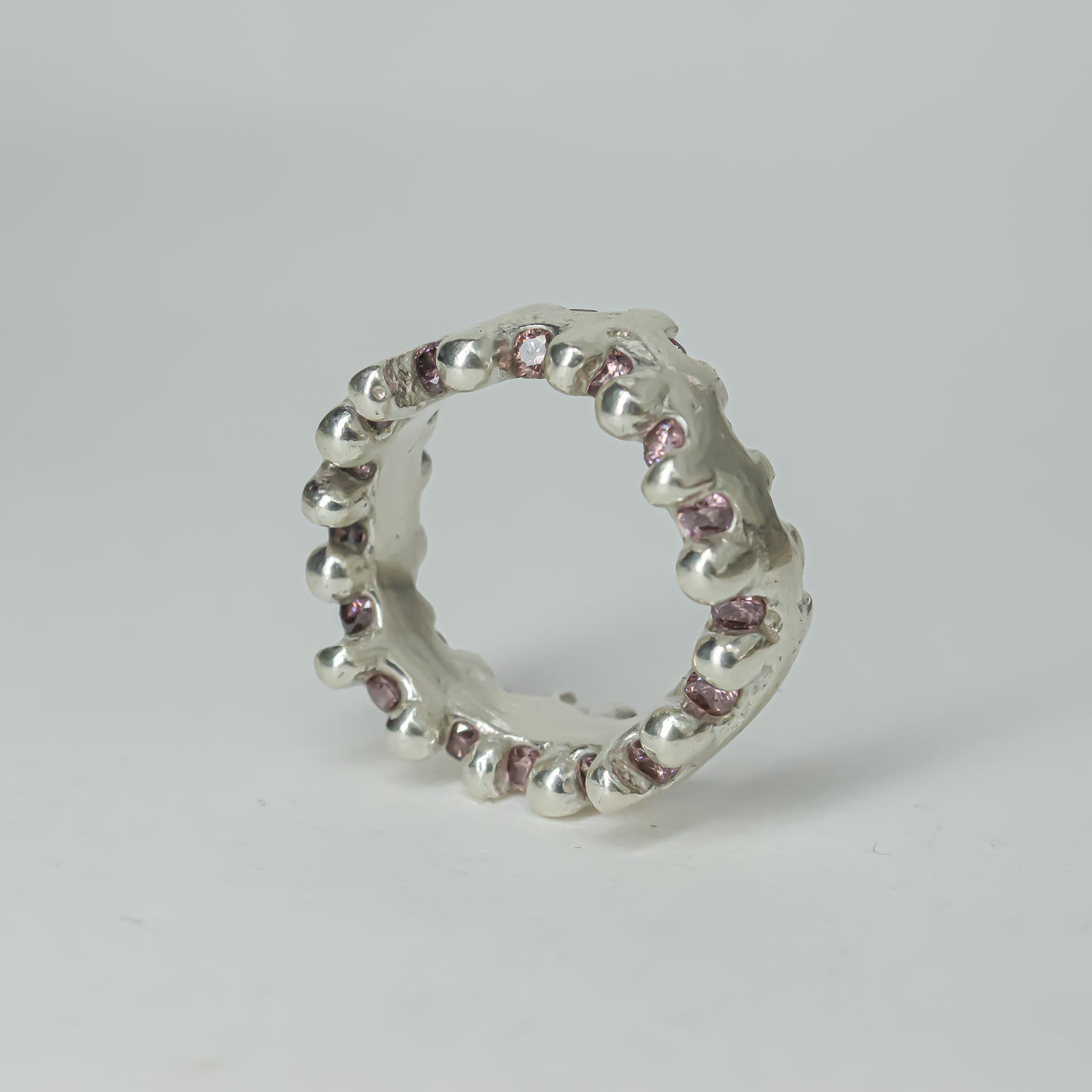 CATERPILLAR WAVY RING - PINK GEMS