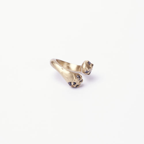 BRASS OPEN RING WITH GEMSTONES