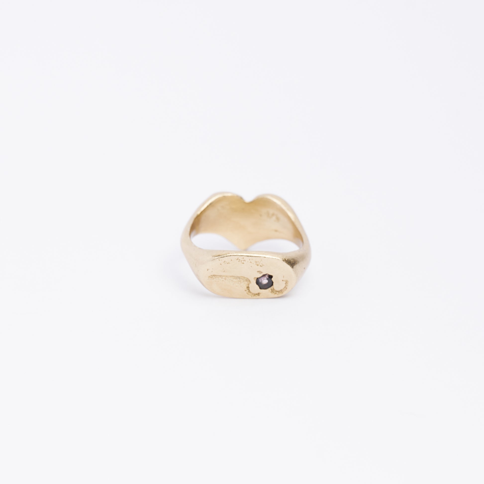 REVERSIBLE HEART & OVAL SIGNET RING - BRASS