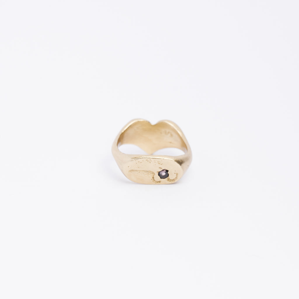 REVERSIBLE HEART & OVAL SIGNET RING - BRASS