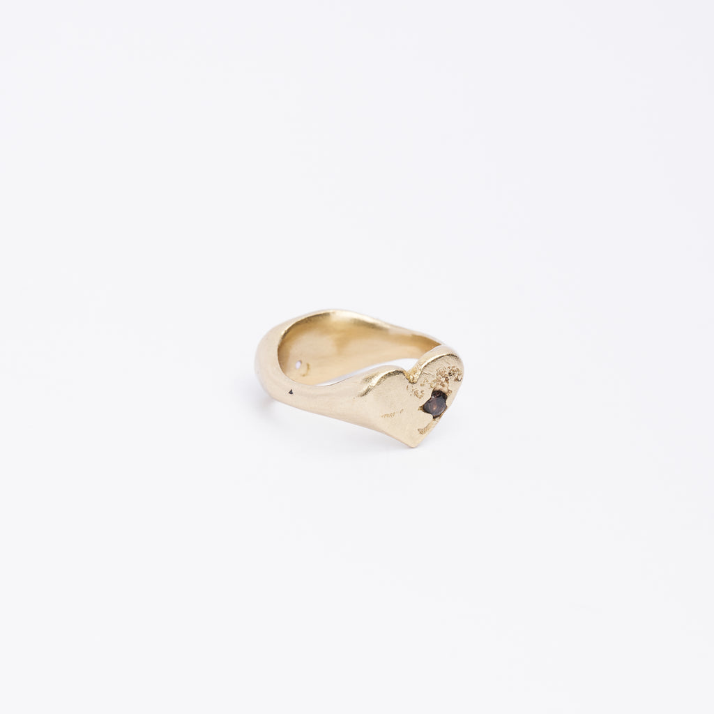 REVERSIBLE HEART & OVAL SIGNET RING - BRASS