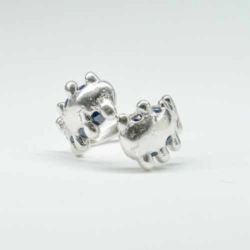 CATERPILLAR OPEN RING - BLUE GEMS
