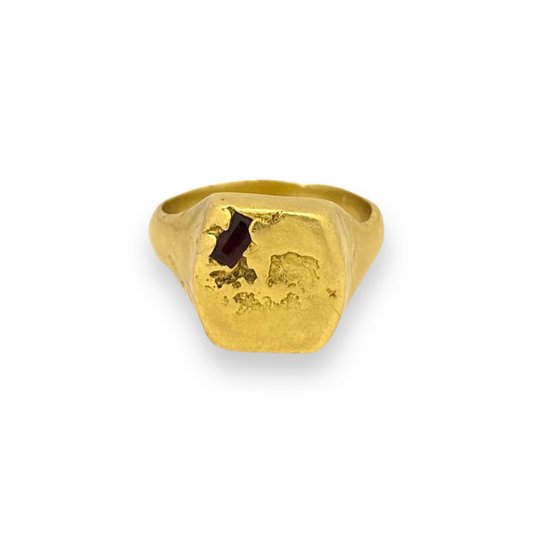Tapered Square Signet - Baguette Lab Ruby
