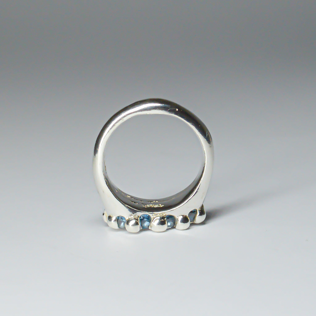 CATERPILLAR CROWN RING - BLUE GEMS