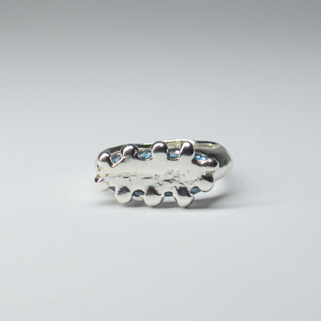 CATERPILLAR CROWN RING - BLUE GEMS