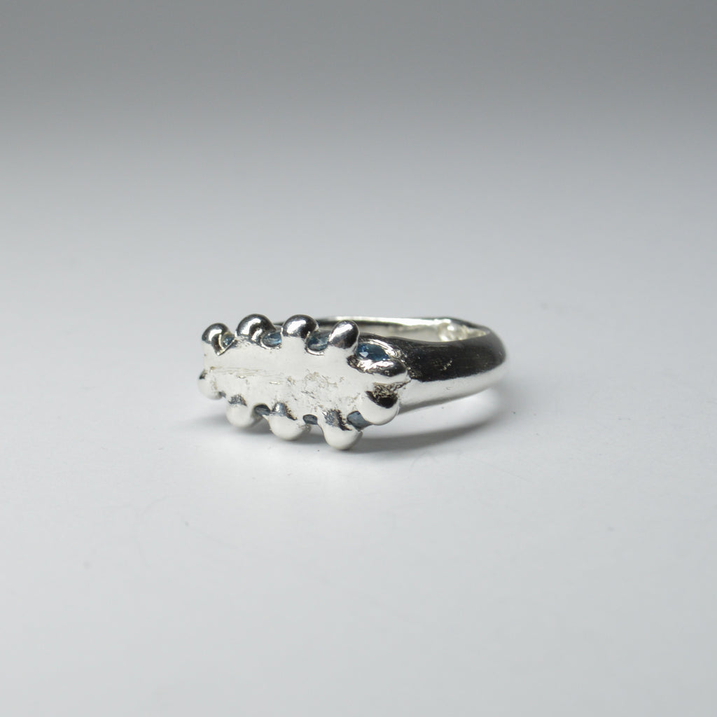 CATERPILLAR CROWN RING - BLUE GEMS