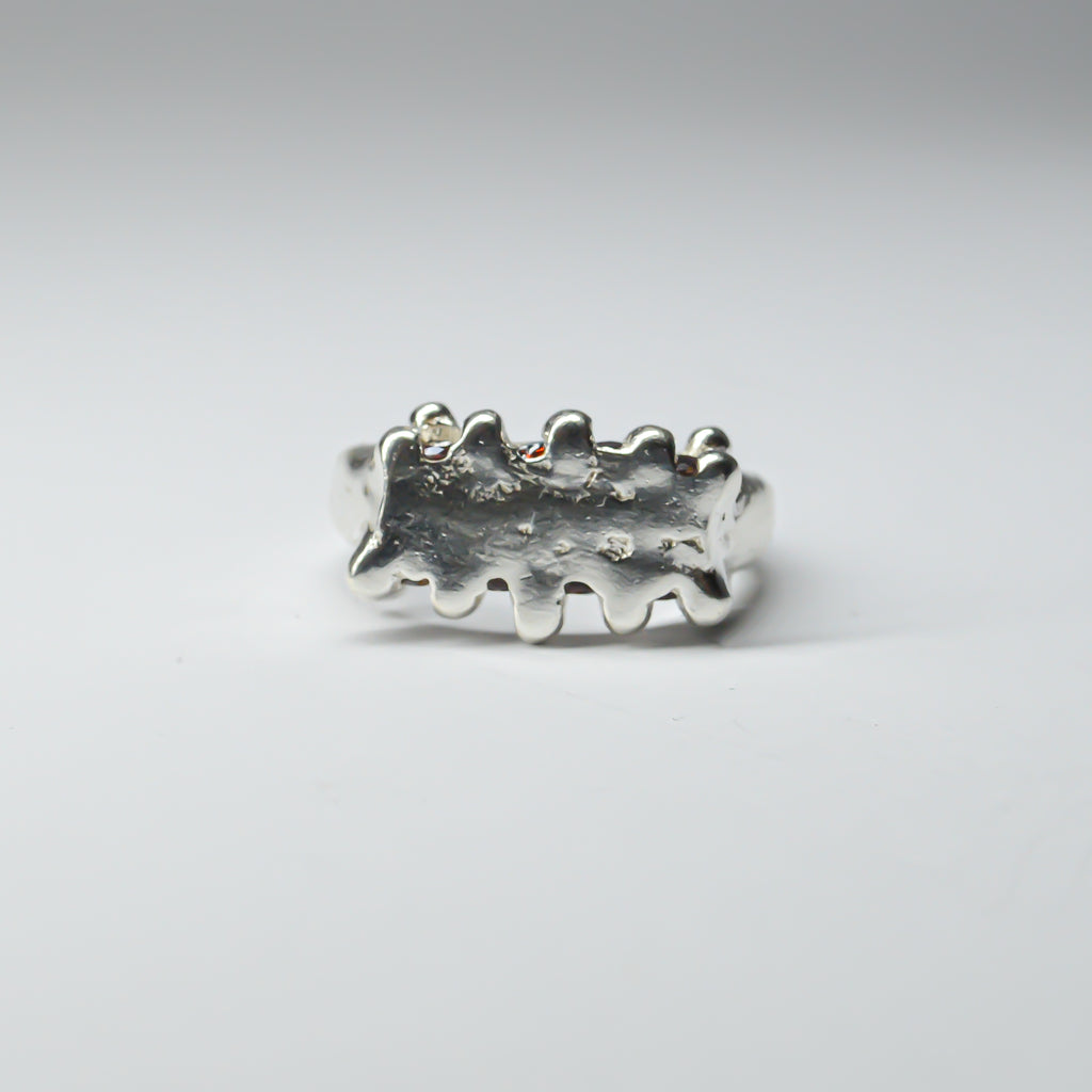 CATERPILLAR CROWN RING - RED GEMS