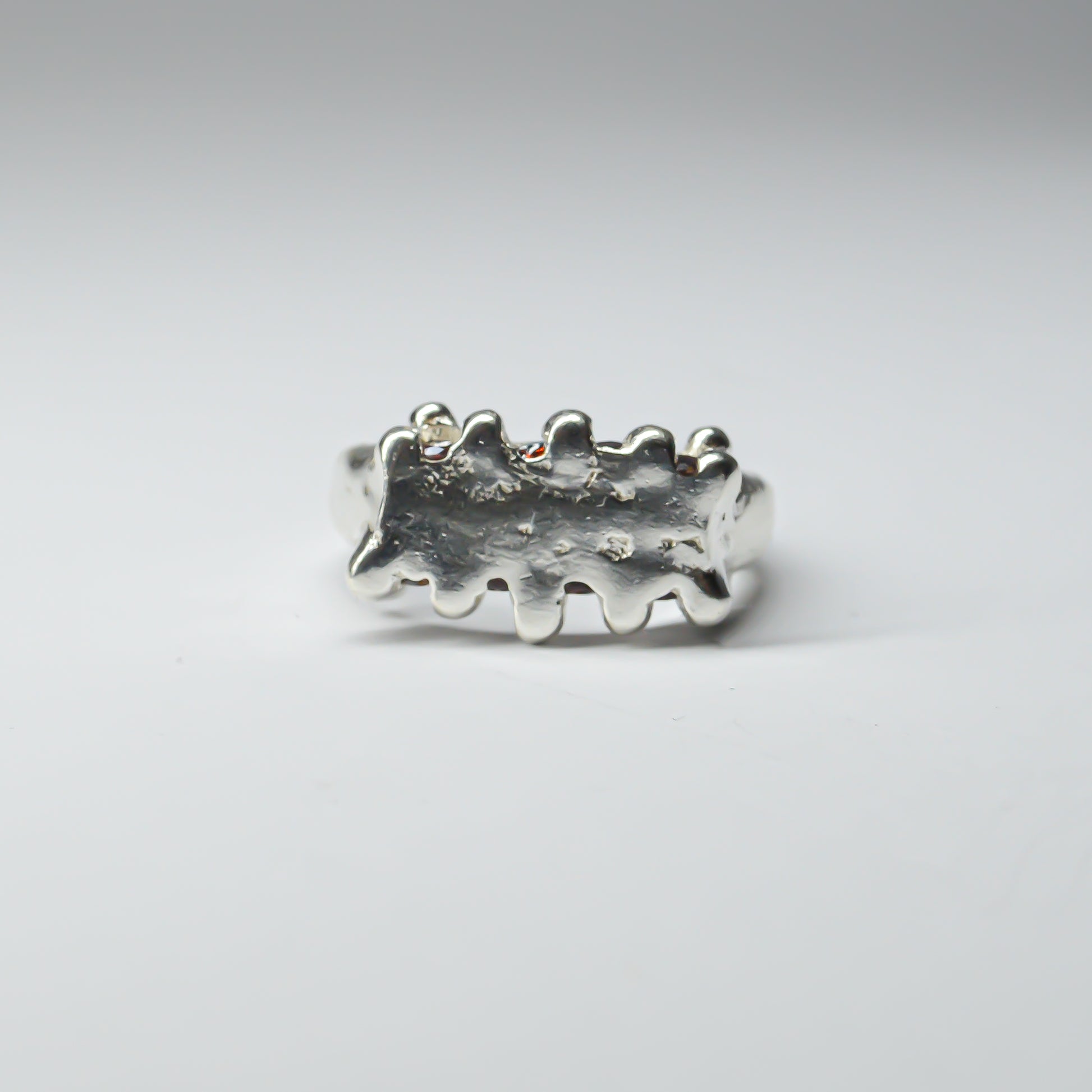 CATERPILLAR CROWN RING - RED GEMS