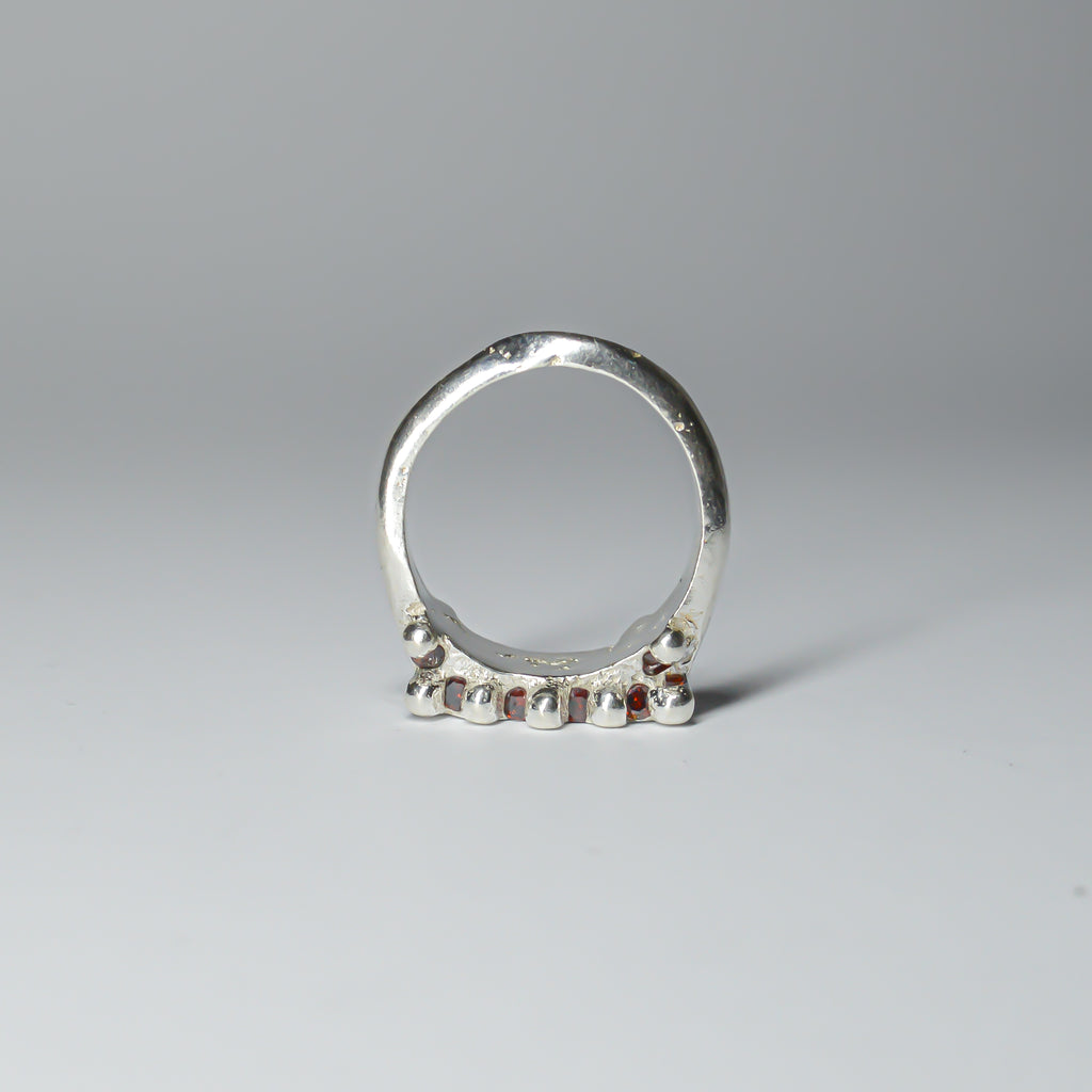 CATERPILLAR CROWN RING - RED GEMS
