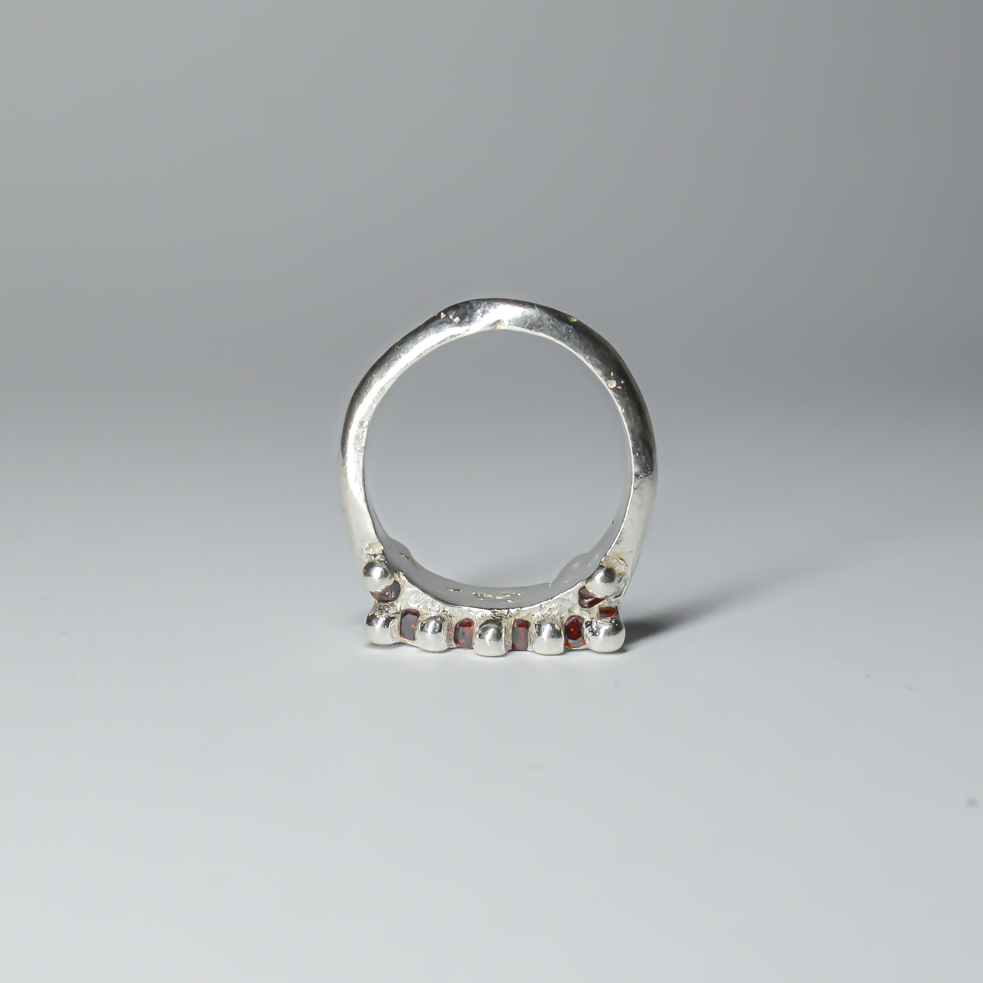 CATERPILLAR CROWN RING - RED GEMS