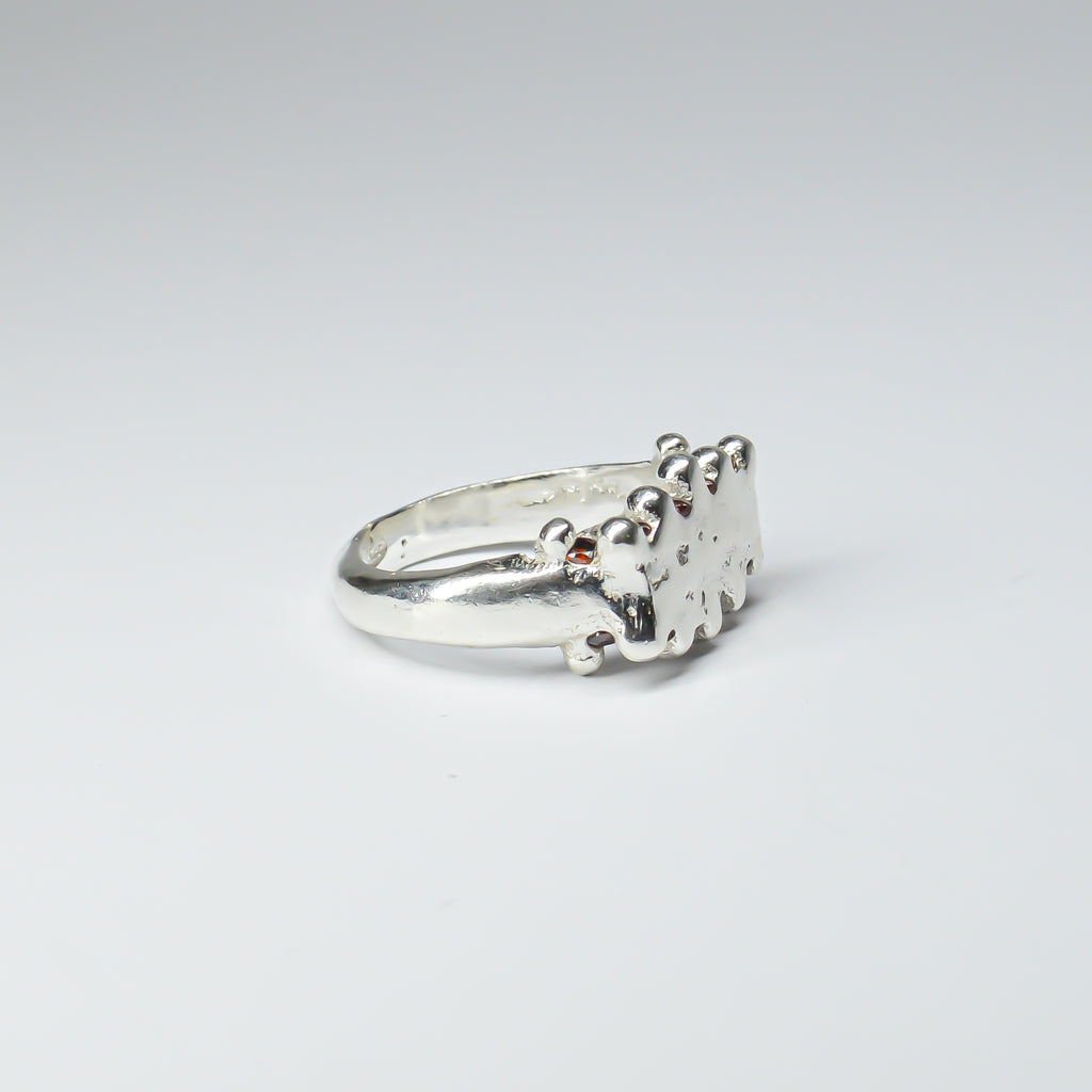 CATERPILLAR CROWN RING - RED GEMS