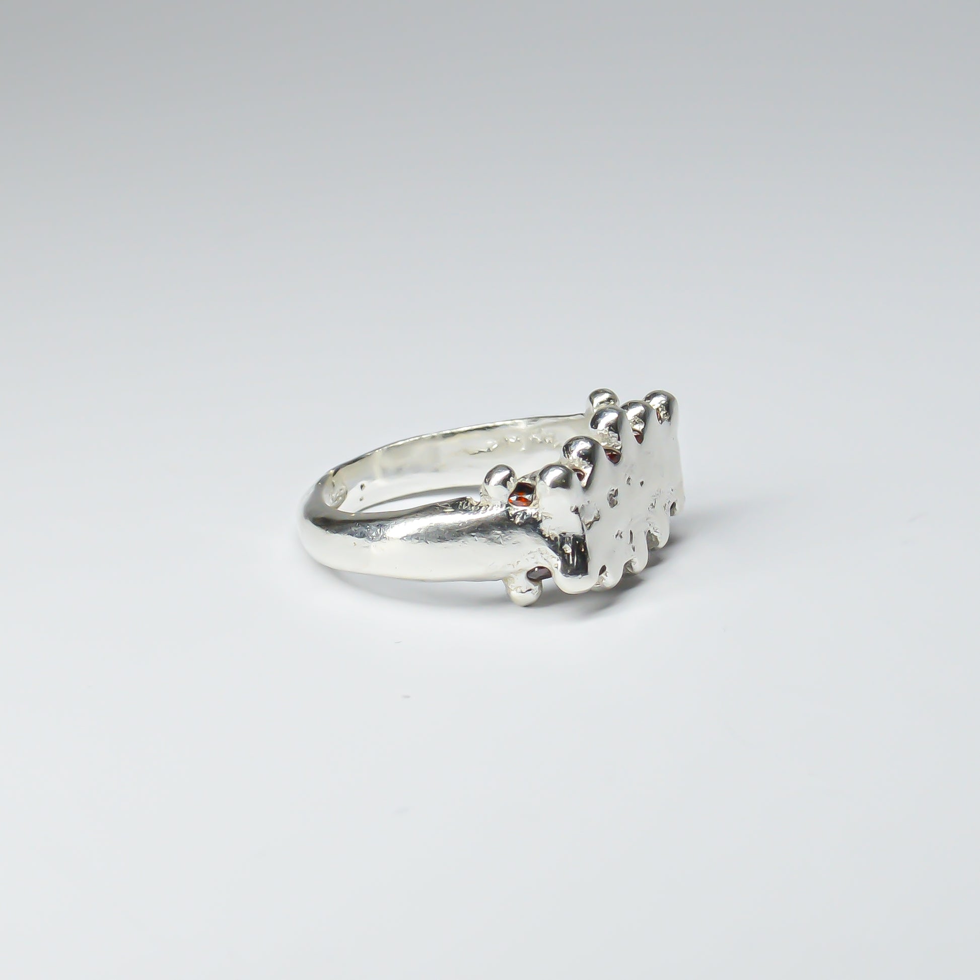 CATERPILLAR CROWN RING - RED GEMS