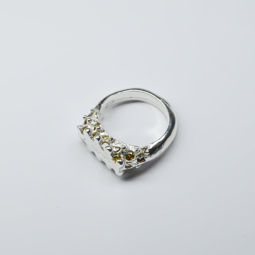 CATERPILLAR CROWN RING - YELLOW GEMS