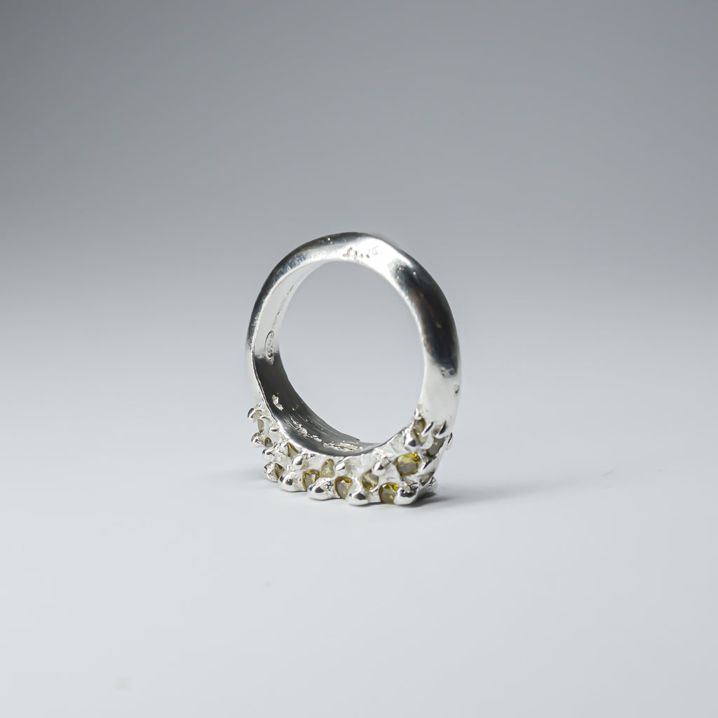 CATERPILLAR CROWN RING - YELLOW GEMS